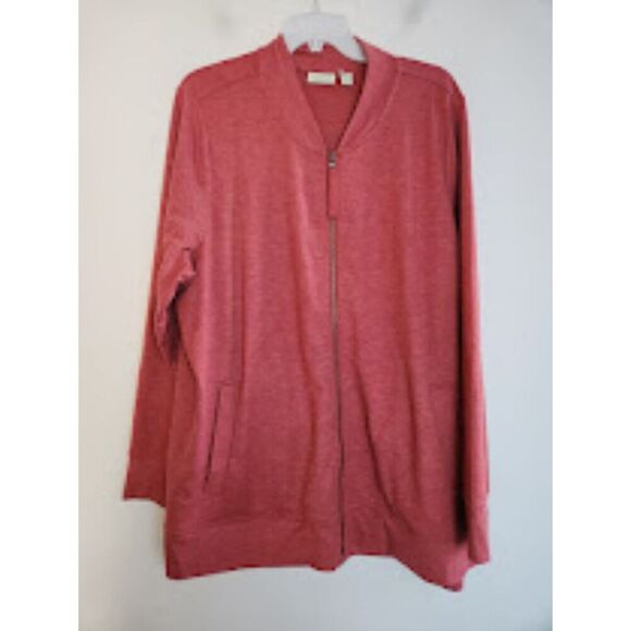Logo by Lori Goldstein Dark Pink Full Zipper Sweatshirt Jacket size 2X - Picture 1 of 9